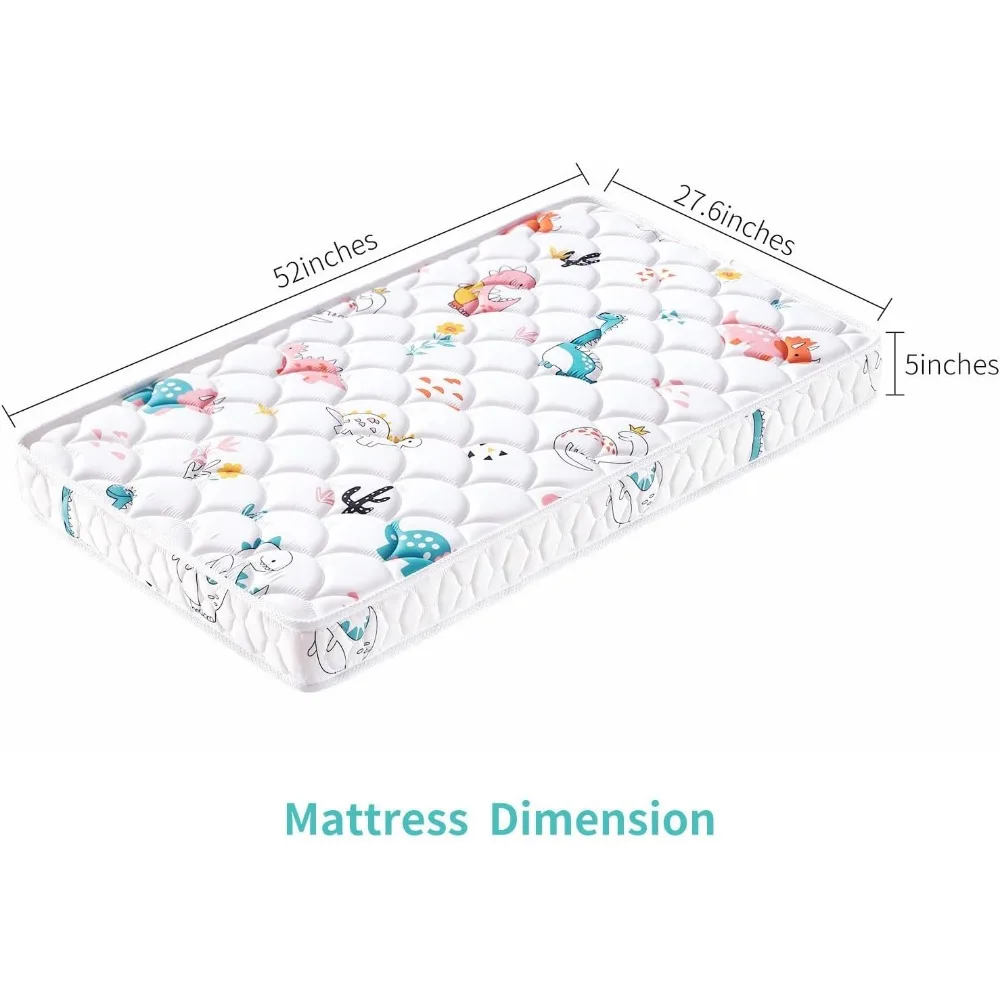 Materasso per culla e bambino bifacciale premium, tessuto lavorato a maglia al 100%, ipoallergenico in pile premium, materasso per culla morbido e ferme da 5 pollici