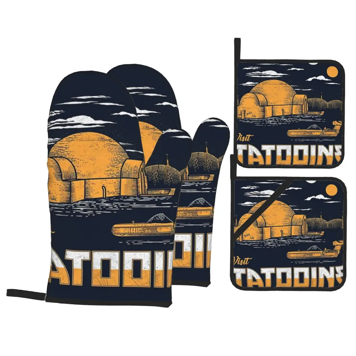 

Visit Tatooine-1726421999.3859937 2pcs Gloves Thickened Insulation Gloves and 2pc insulation pad Anti Slip Anti Scald Oven Glove