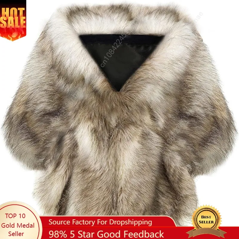 

BABEYOND Womens Faux Fur Collar Shawl Faux Fur Scarf Wrap Evening Cape for Winter Coat