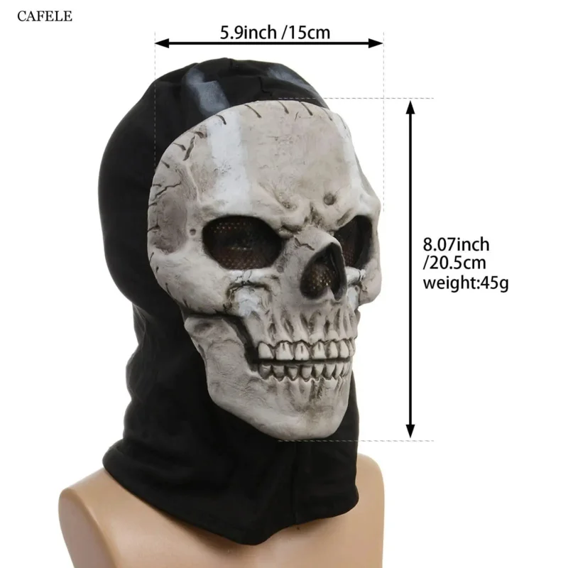 Máscara de fantasma de Halloween de Cafele para hombres y mujeres, máscara de calavera de cara completa aterradora, máscara de juego de guerra MW2, máscara de fantasma de Call of Duty, disfraz de Halloween