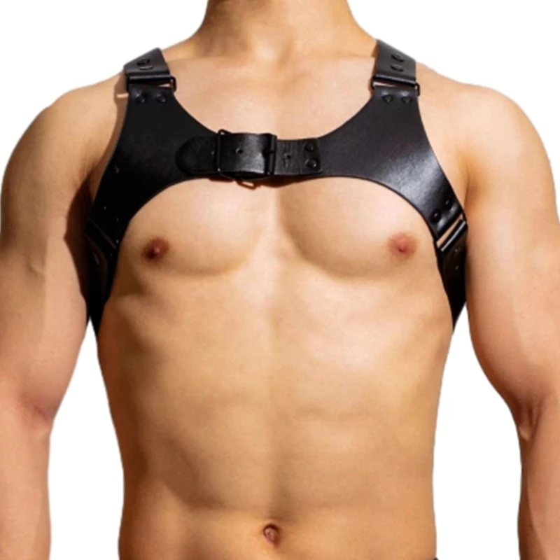 Harness Sabuk PU Rock untuk Harnes Halter Seksi Punk Pria Permainan Peran HXBA