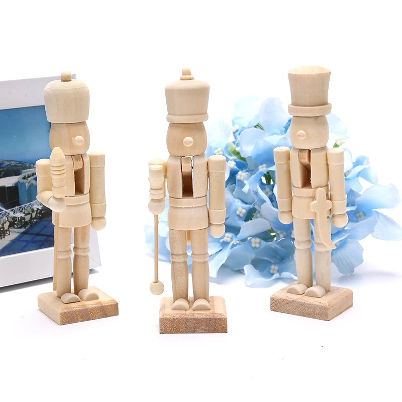 Wooden Crafts DIY 12CM Nutcracker Doll Soldier Shape Puppet Handmade New Household Craft Decoration