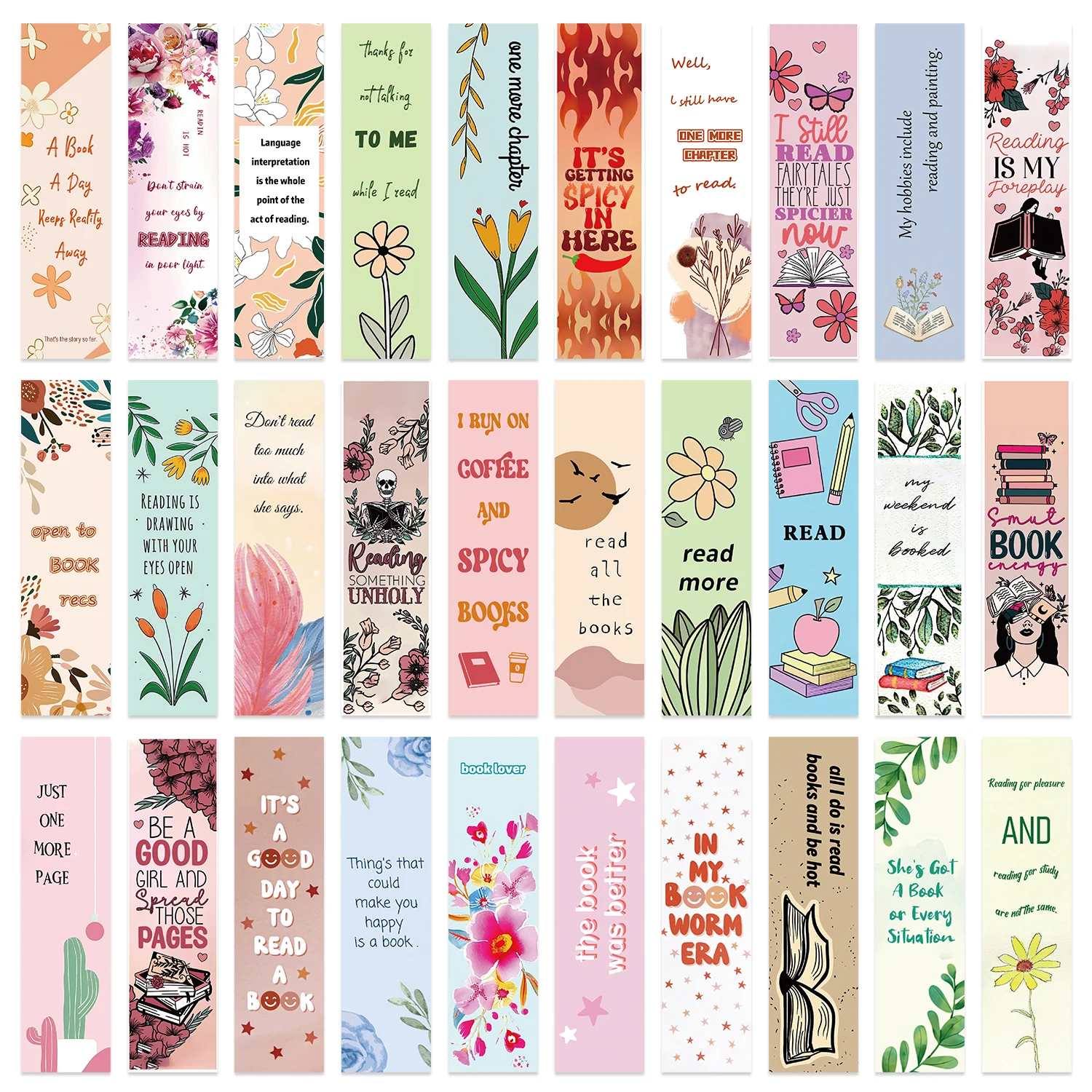 

30Pcs Flower Style Bookmark Paper Reading Book Marks Book Page Marker Stationery Supplies Gifts For Students Teachers Label﻿