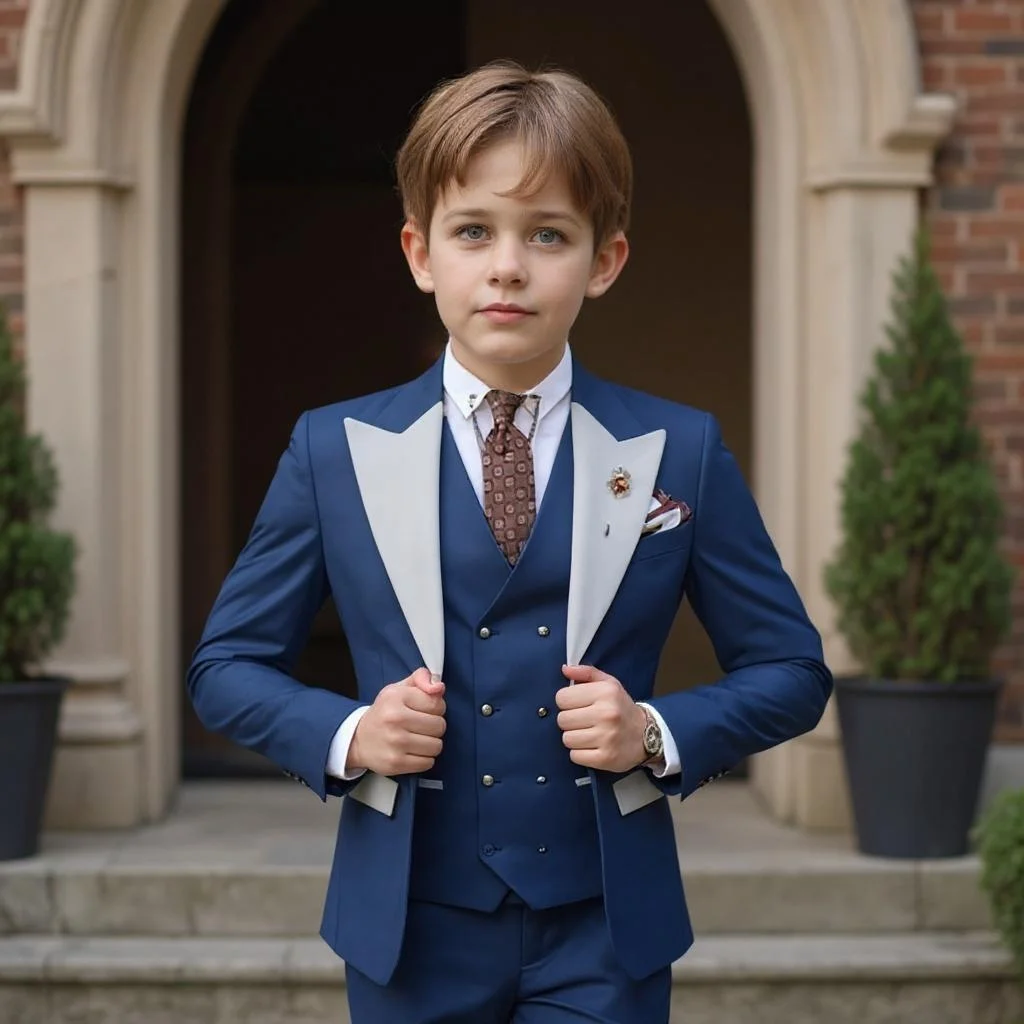 

Formal Suits for Boys 3-16 Years Old 3 Pieces Wedding Kids Tuxedo for Birthday Party Blazer Vest and Pants British Style