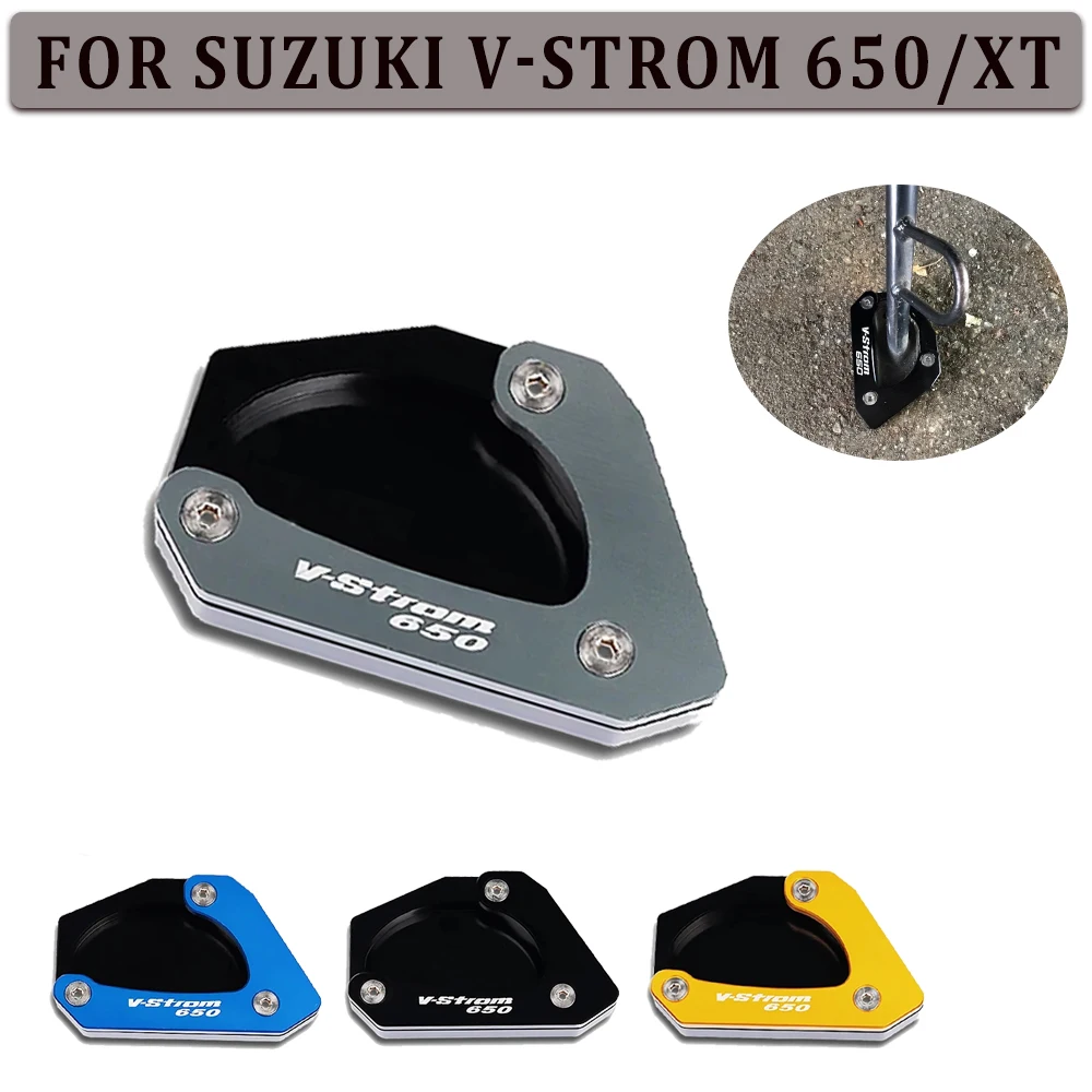 Motorcycle Kickstand Foot Side Stand Extension Pad Support Accessories For SUZUKI V-STROM 650/XT VSTROM 650 DL650 2004 - 2024