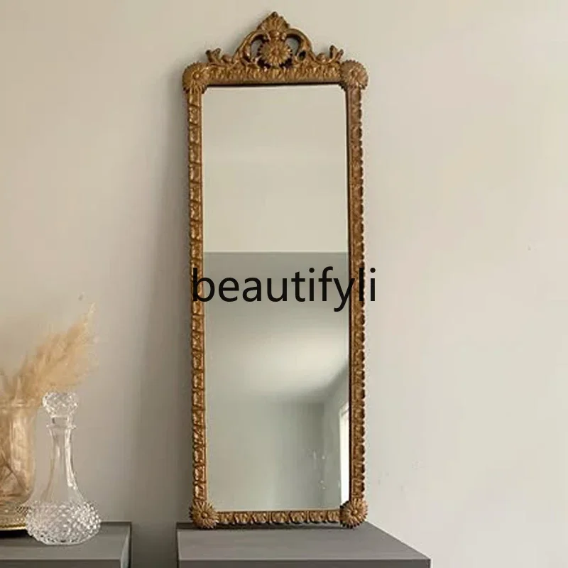 

a16 French retro full-body mirror ultra-narrow wall-mounted home decorative mirror porch fitting mirror