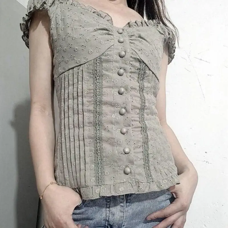 女性用半袖Vネックブラウス,フェアリーグランジシャツ,シックなトップス,ヴィンテージの美的服,セクシーなストリートウェア,y2k,y2k