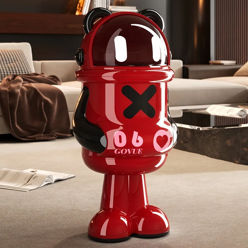 Creative Cute Waste Bins Durable Large‑capacity Waste Bins Swing‑lid Odor‑proof Trash Can Exquisite Household Merchandises