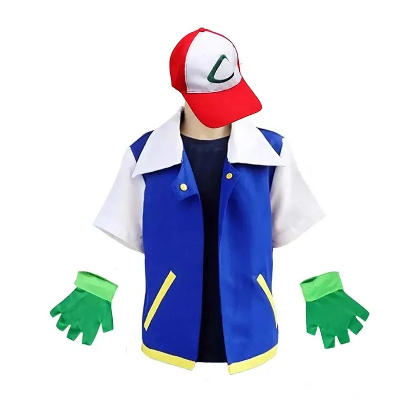 أنيمي الوحش الرجال سترة زرقاء تأثيري حلي الرماد كيتشوم هالوين حفلة المدرب قفازات طقم قبعات هدية كرنفال عيد الميلاد مم؛ 77