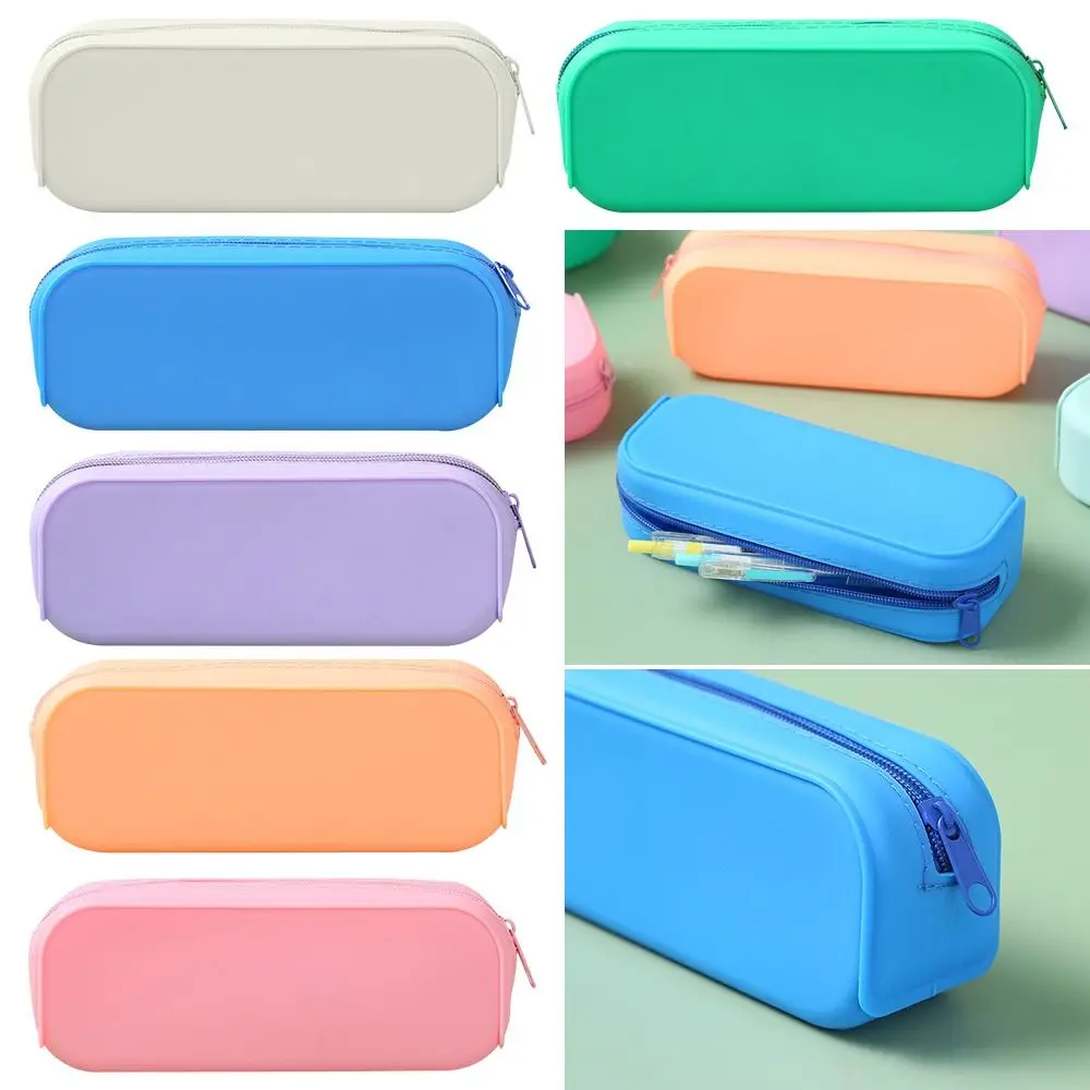 Single Layer Colorful Creative Storage Box Pencil Bag Silicone Pencil Case Stationery Box