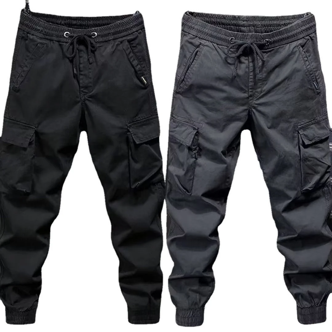 Pantaloni da lavoro casual alla moda vestibilità ampia da uomo colore americano Sle primavera autunno pantaloni cargo a vita alta con risvolto ampio