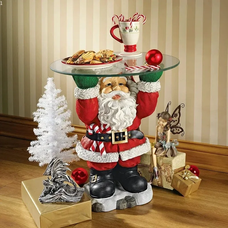 

Nice Resin Santa Claus Statues Holding Snack Tray Christmas Figurine With Treats Holder Cake Dessert Stand Fruit Plate For Xmas