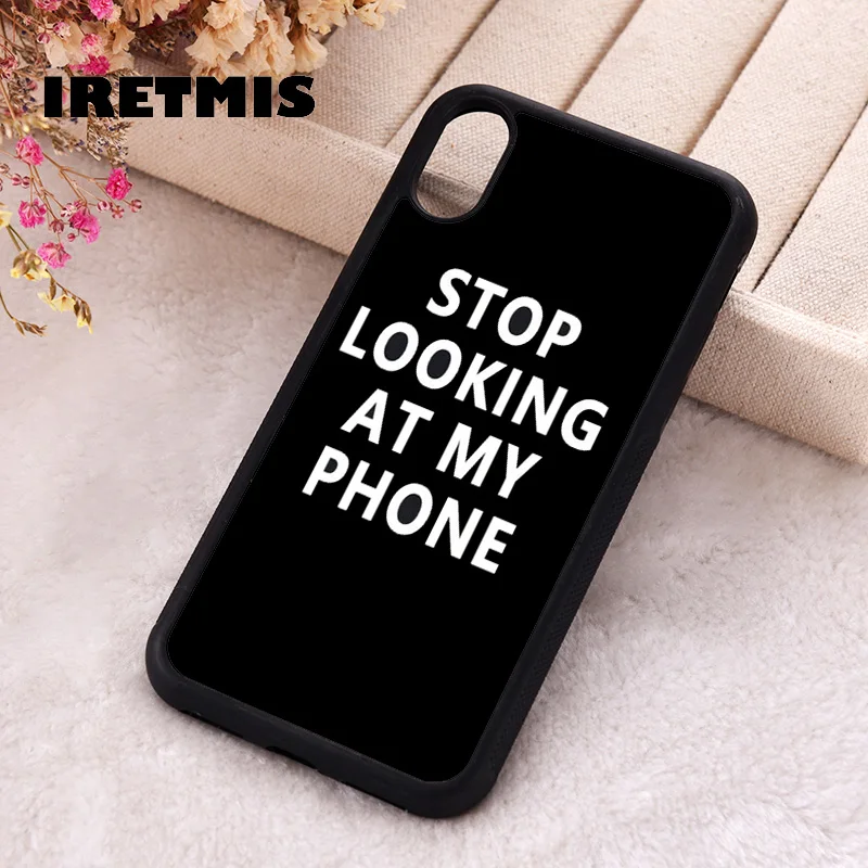 Iretmis 5 5S SE Phone Cover Case for iPhone 6 6S 7 8 Plus X Xs XR 11 12 13 MINI 14 Pro Max Silicone Stop Looking At My Phone