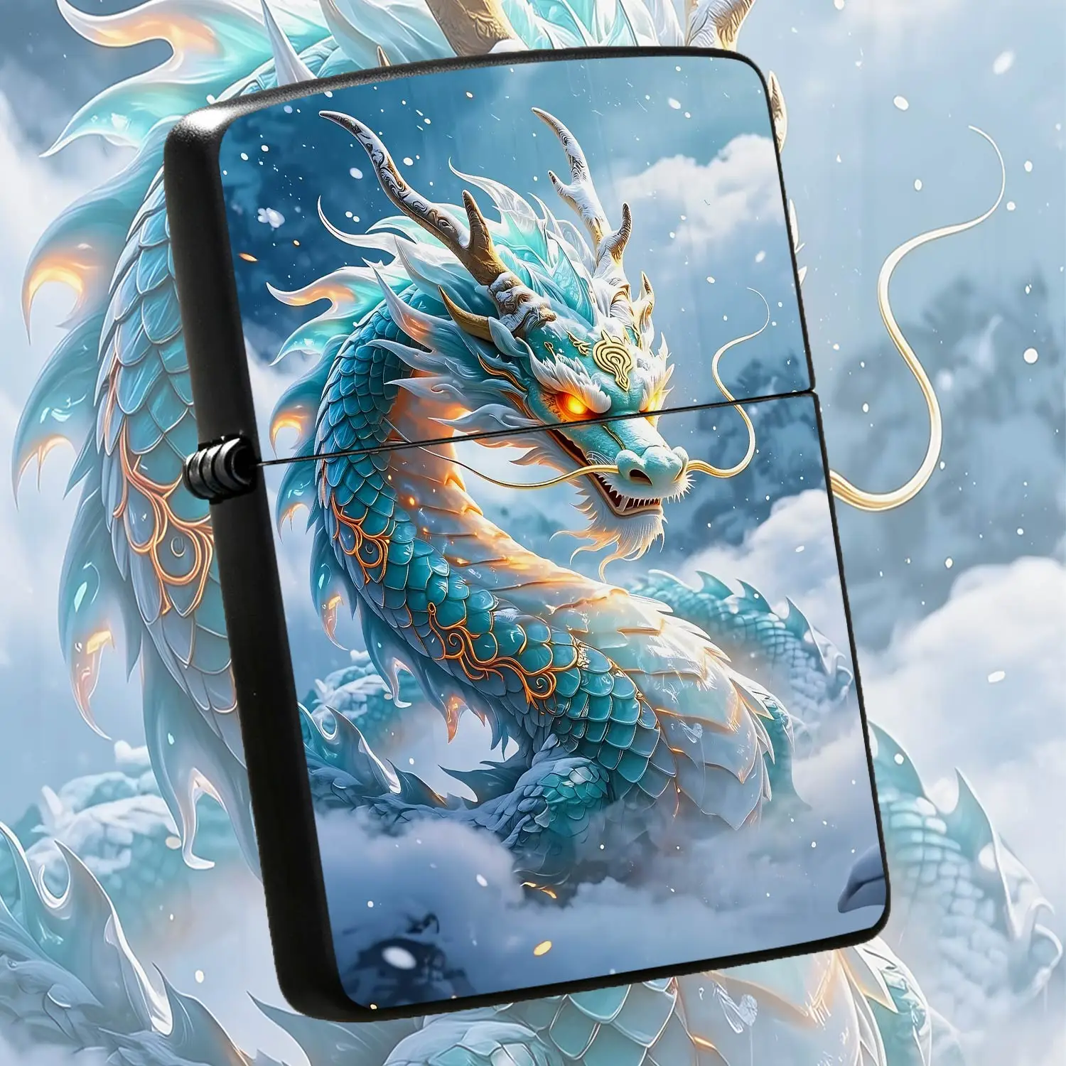 Exquisiteazure Dragon Themed Lighter, Vintage Auspice Cloud Dragon Pattern Portable Igniter, Ideal For Daily Use, Outdoor Gathering, Gifting And Personal Collection, Fine Crafted Stylish Accessory For All Scenes A Humorous And Interesting L