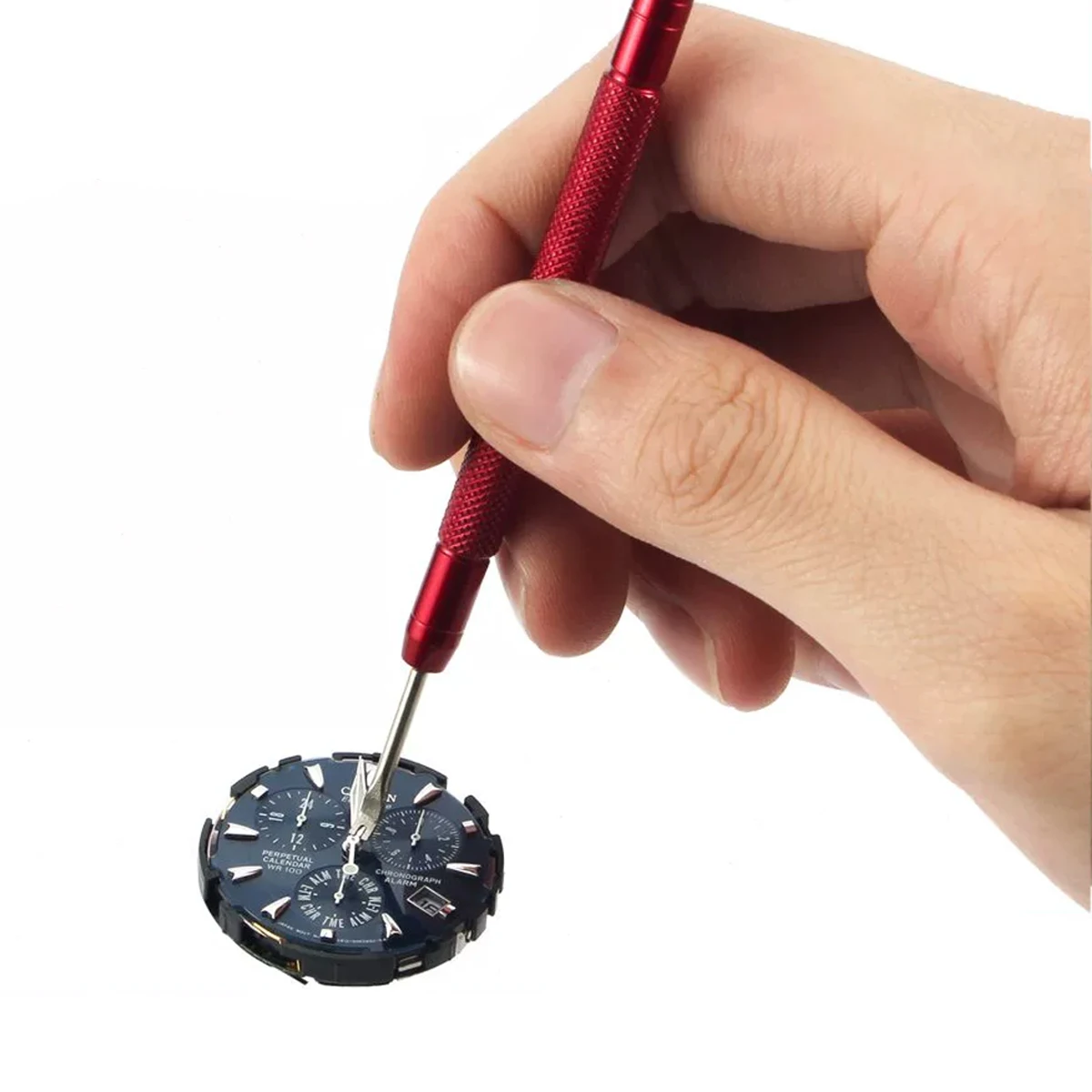 Leva delle lancette dell'orologio Sollevamento dell'ago dell'orologio Rimozione dell'accessorio per la riparazione dell'orologio (rosso + blu) Leva dell'ago dell'orologio per la riparazione di strumenti in lega