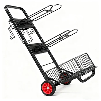 

Metal Transport Cart With Adjustable Handle And Wheels For Luggage Moving In Hotel Lobbies
