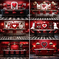 Valentine's Day Photography Background Sweetheart's Soda Shop Party Decoration Family Couple Portrait Backdrop Studio Banner