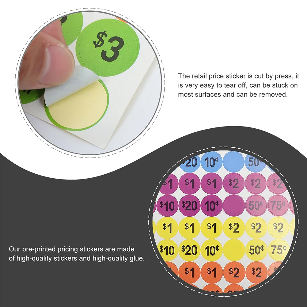 20 Lembar Label Harga Kertas Bulat Label Harga Komoditas Tanda Berwarna Cerah untuk Toko Supermarket Toko Ritel