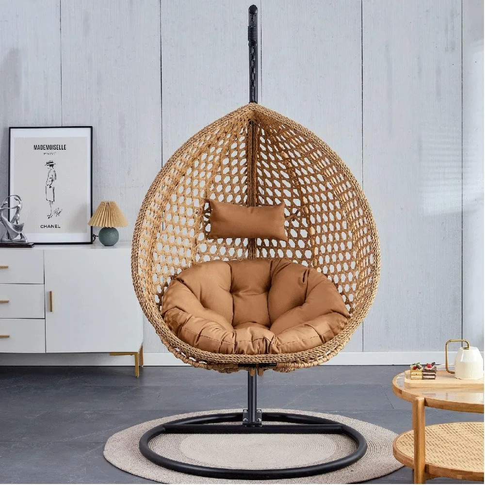 

Hanging Egg Chair Outdoor, Rattan Swing Chairs with Basket,Hammock Chairs with Stand,Lounge Chair for Garden Backyard, Hammocks