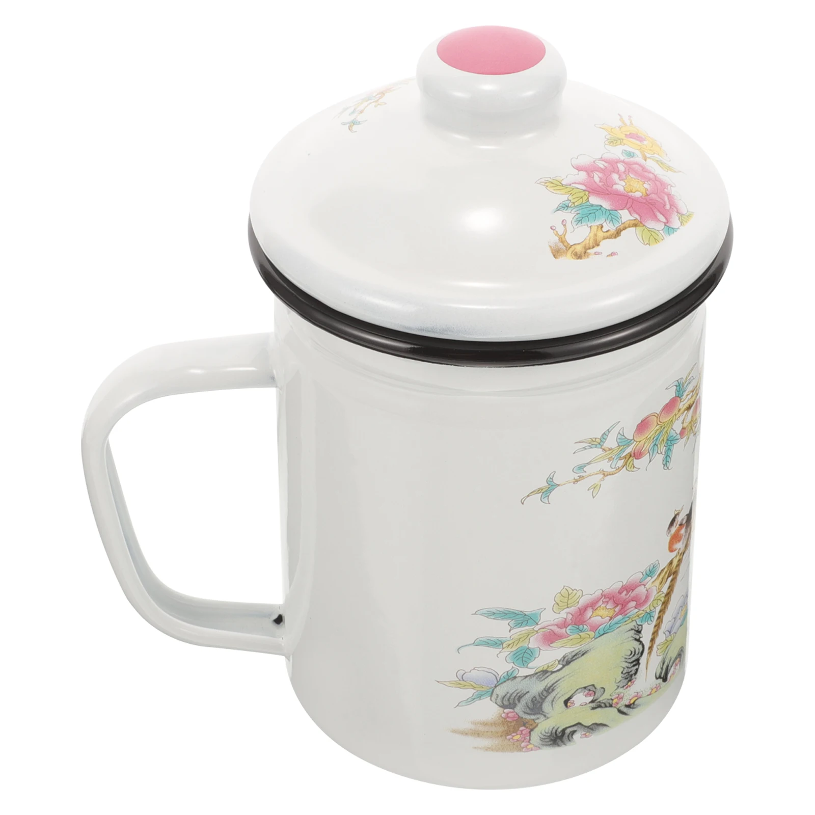 

Retro Enamel Mug Cup Vintage Style Heat Resistant Tea Coffee Drinking With Lid Strainer Home Office Travel Use Classic