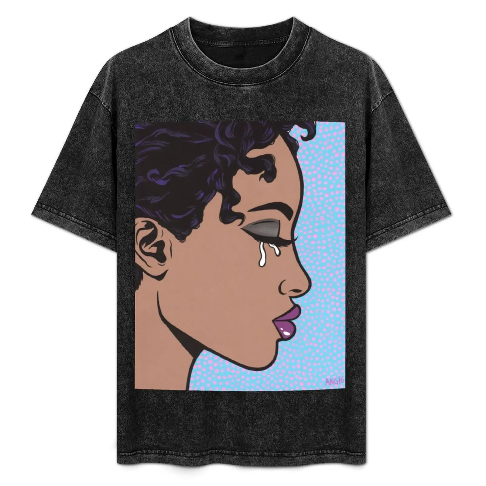 

Black Crying Comic Girl T-Shirt Work Wear Breathable Tee