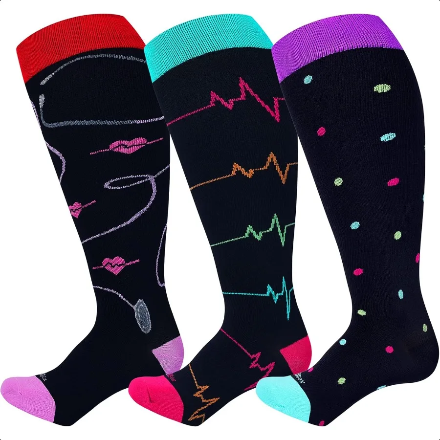 

Комризонные носки больших размеров для женщин и мужчин, широкие икры, очень большие гольфы 1520 мм рт. ст., для медсестер, беременных, путешествий