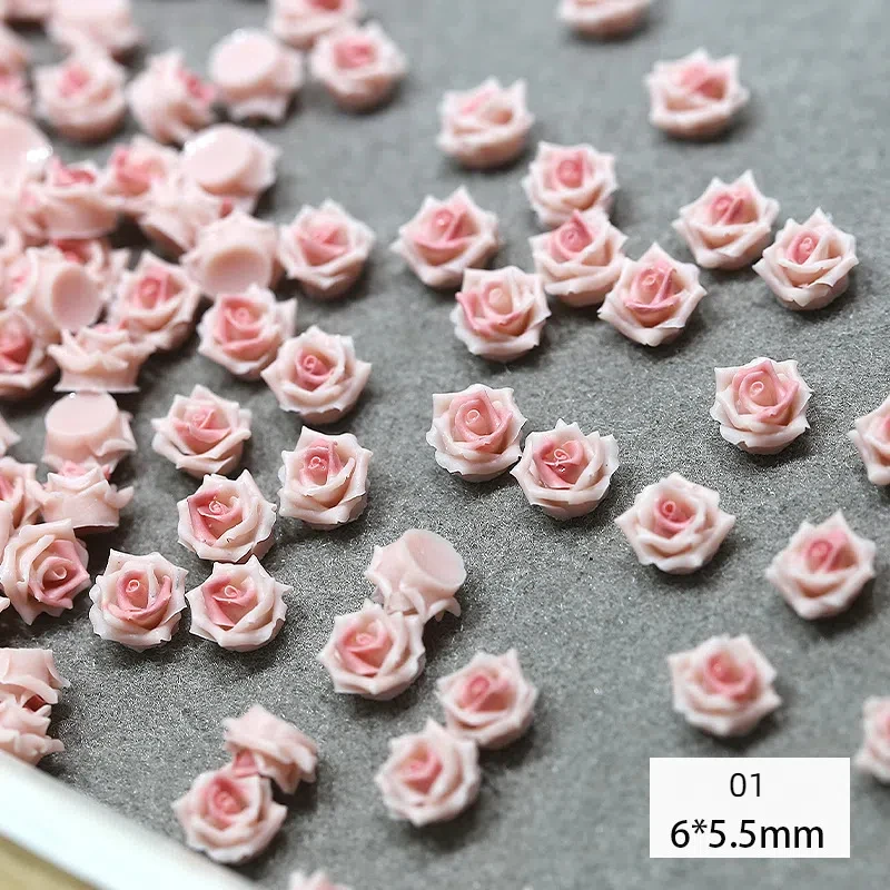30 Stück neue 3D-Harz-Nageldekoration, realistische rosa Rosen, Kamelien, weich – geschnitzt, Ins-Stil, Valentinstag-Nagelzubehör
