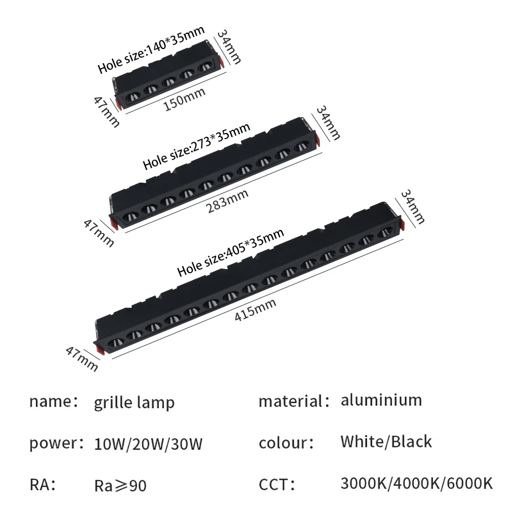 Spot lumineux LED encastrable pour le plafond, éclairage d\'intérieur, lumière à intensité réglable, idéal pour une calandre, 10/20/30W, AC 220/110V