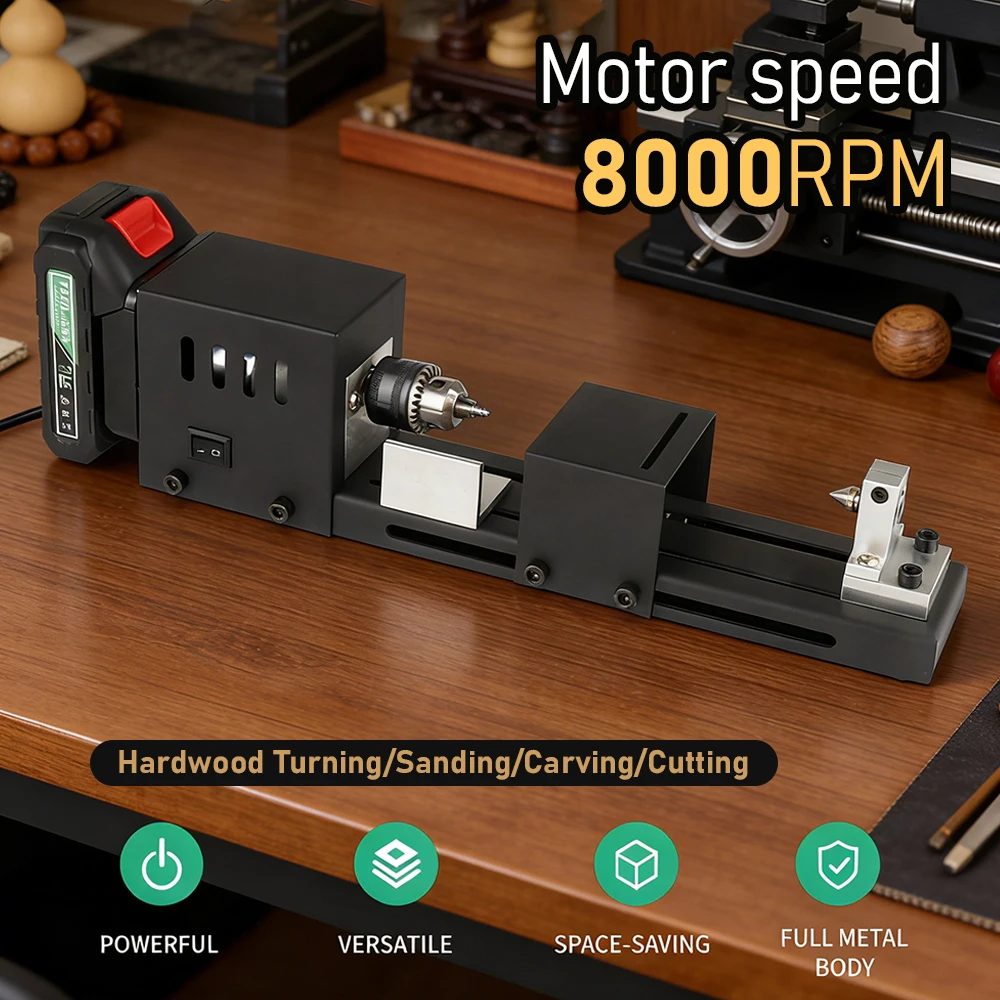 Mini Torno de 12V/24V CC para Perlas de Buda, Herramienta Portátil para Trabajar la Madera, para Pulir, Cortar y Tallar Perlas