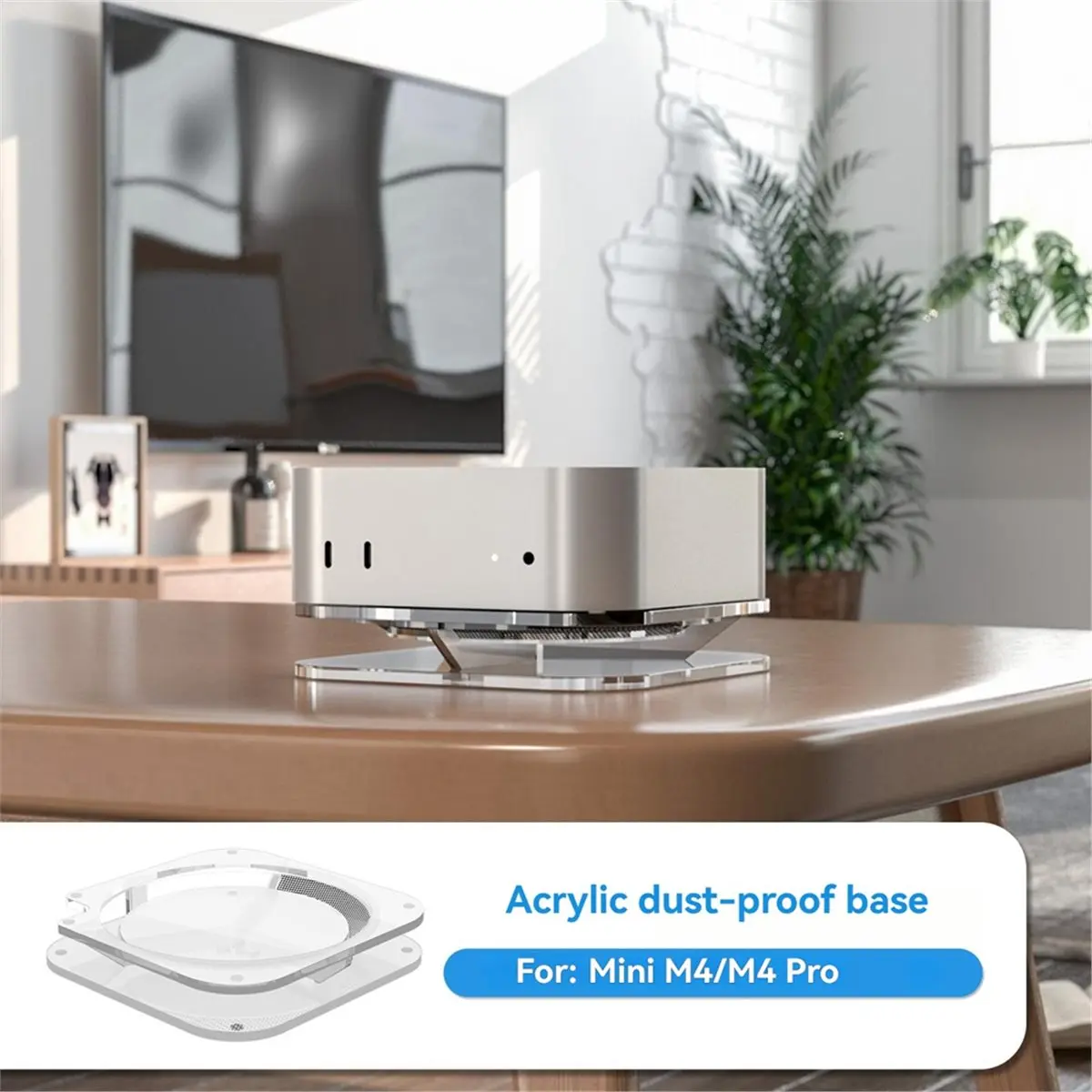 ABKM Desktop Stand for Mac Mini M4/M4 Pro 2024, Acrylic Desktop Mount Holder Enhanced Airflow & Dustproof Ventilation