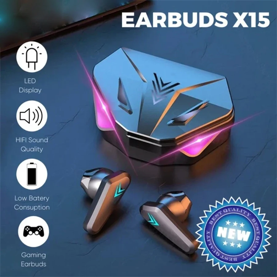 X15 TWS Wireless Earphone Bluetooth Headphone 65ms Low Latency Earbud Esport Gaming Headset Gamer with Mic For iPhone Smartphone