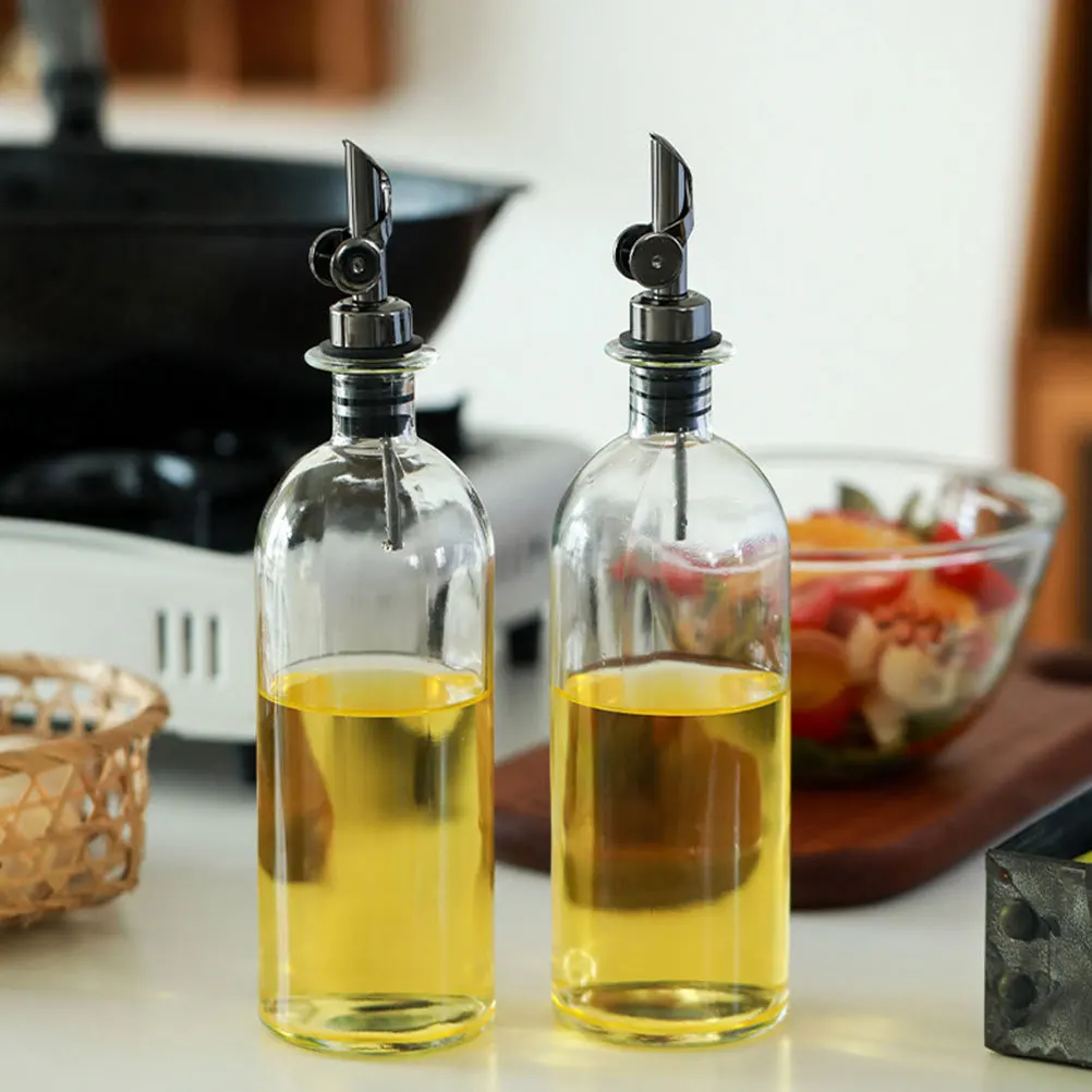 

2Pcs Glass Oil Bottle Dispenser Kitchen Sauce Container Olive Oil Vinegar Soy Sauce Holder Easy Clean Non-Leak Spout