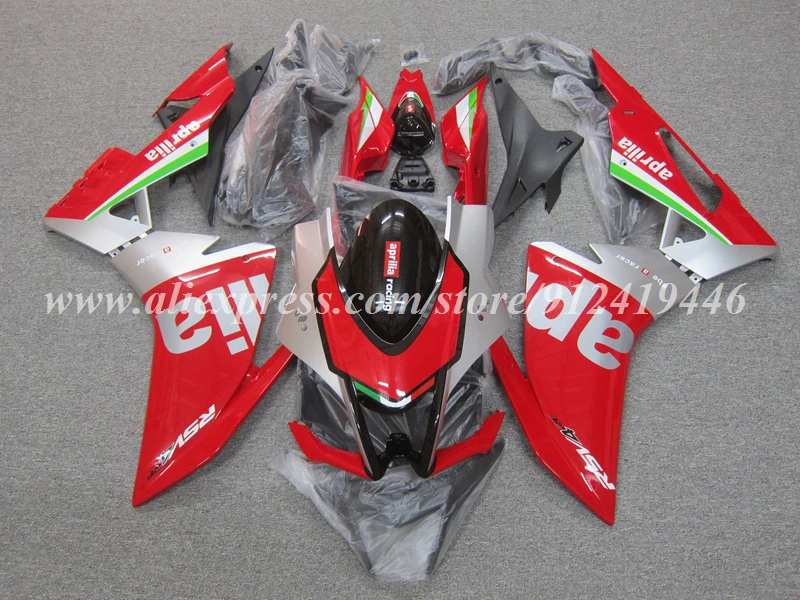 4Gifts New ABS Whole Fairings Kit Fit For Aprilia RSV4 1000 2016 2017 2018 2019 16 17 18 19 Bodywork Set Red Silver