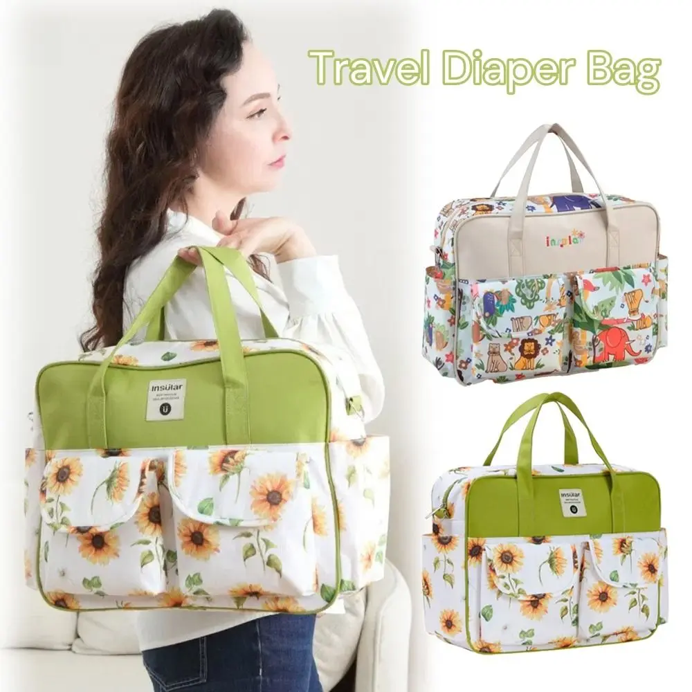 

Polyester Travel Diaper Bag Large Capacity Multi-functional Maternity Handbag Multiple Pockets Insulated Diaper Bag for Mother