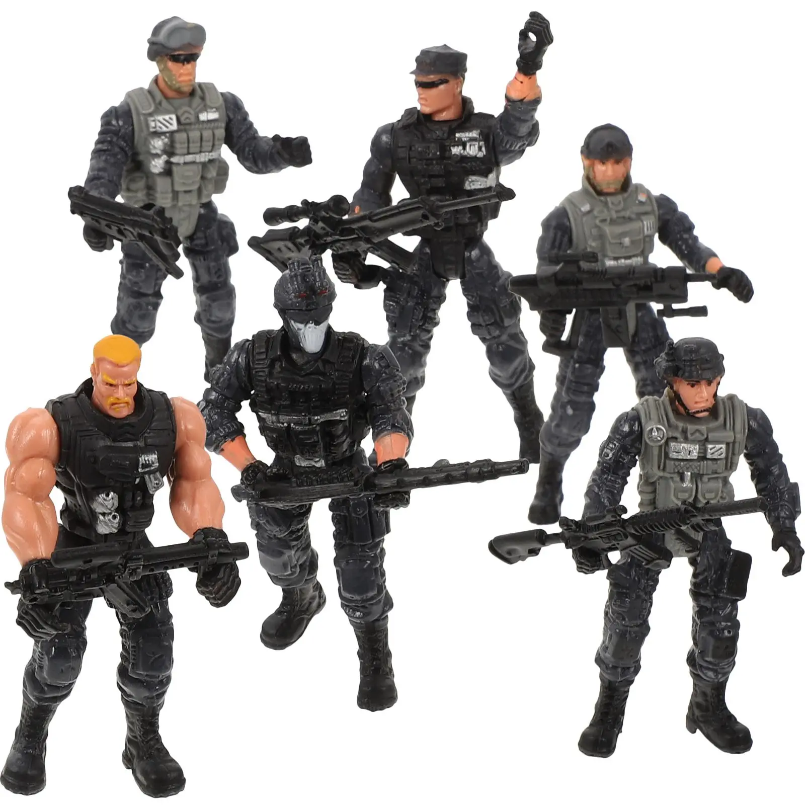 

6 Pcs Soldier Model Toy Figures Simulation Miniature Models Action Plastic Accessory Detachable