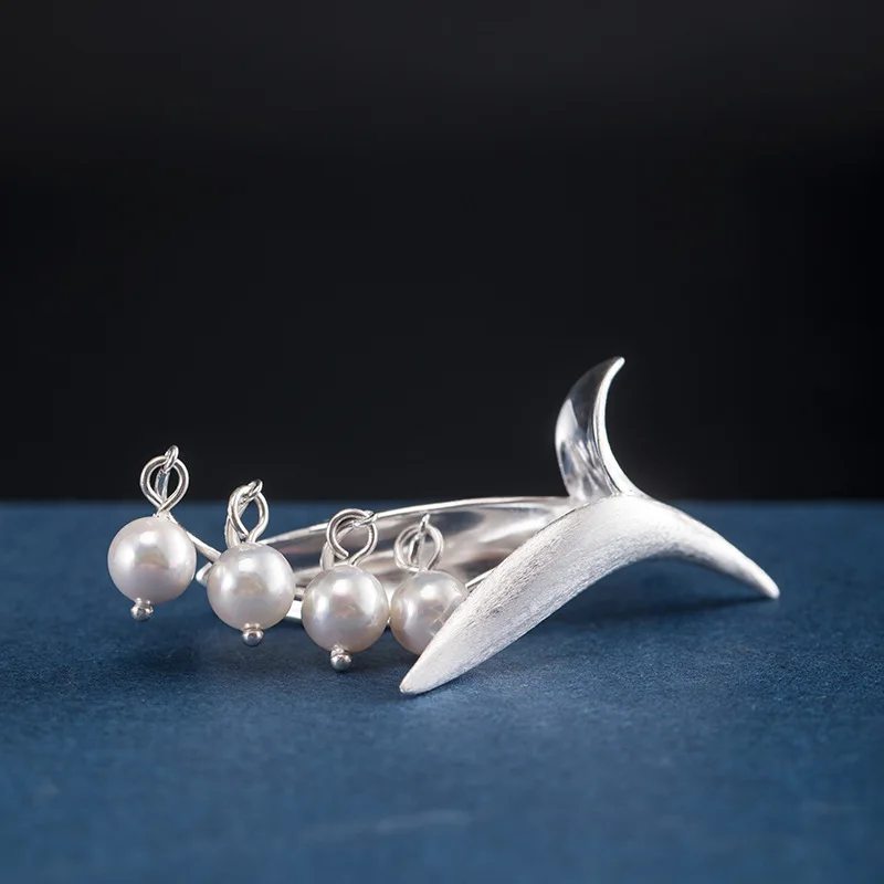 S925 Silver Jewelry Simple Temperament Pearl Lily of the Valley Brooch for Women Creative Personality Suit Dress Coat Brooch