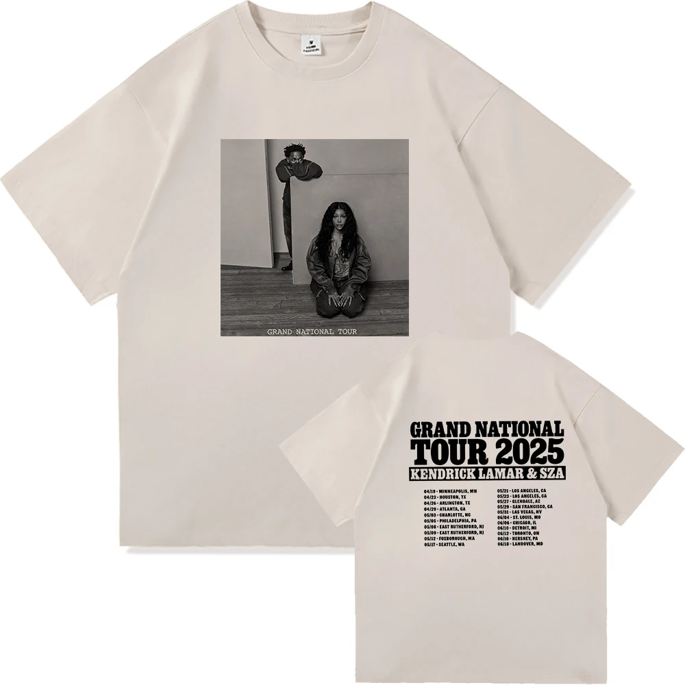 SZA Kendrick Lamar TShirt Grand National Tour 2025 Men Clothing Harajuku Vintage Unisex High Quality Cotton Clothes Fan Gifts