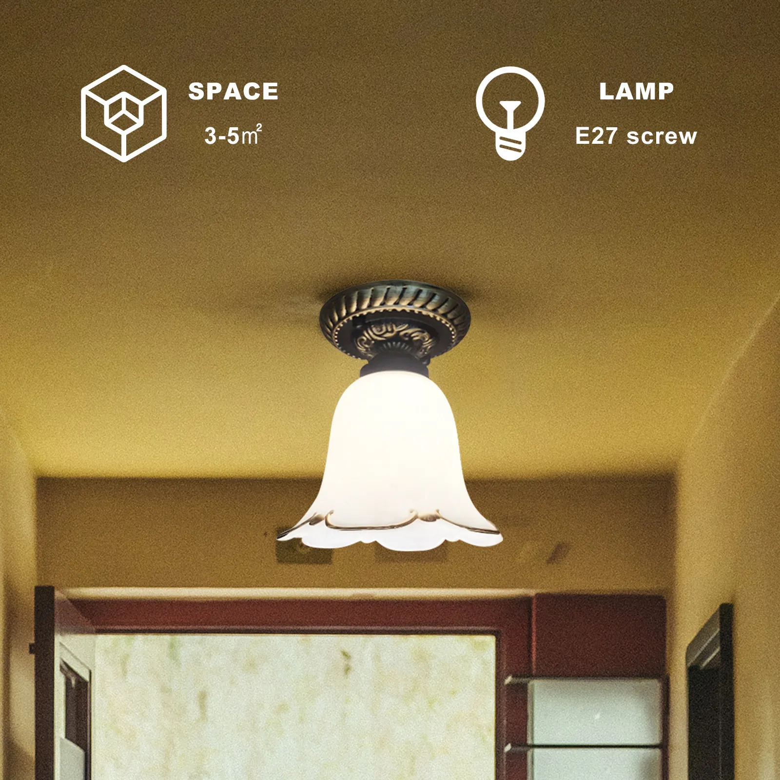 

1Pcs Ceiling Light Premium Material Decorative Lamp Simple Shape for Dining Room Bedroom Kitchen Balcony Corridor