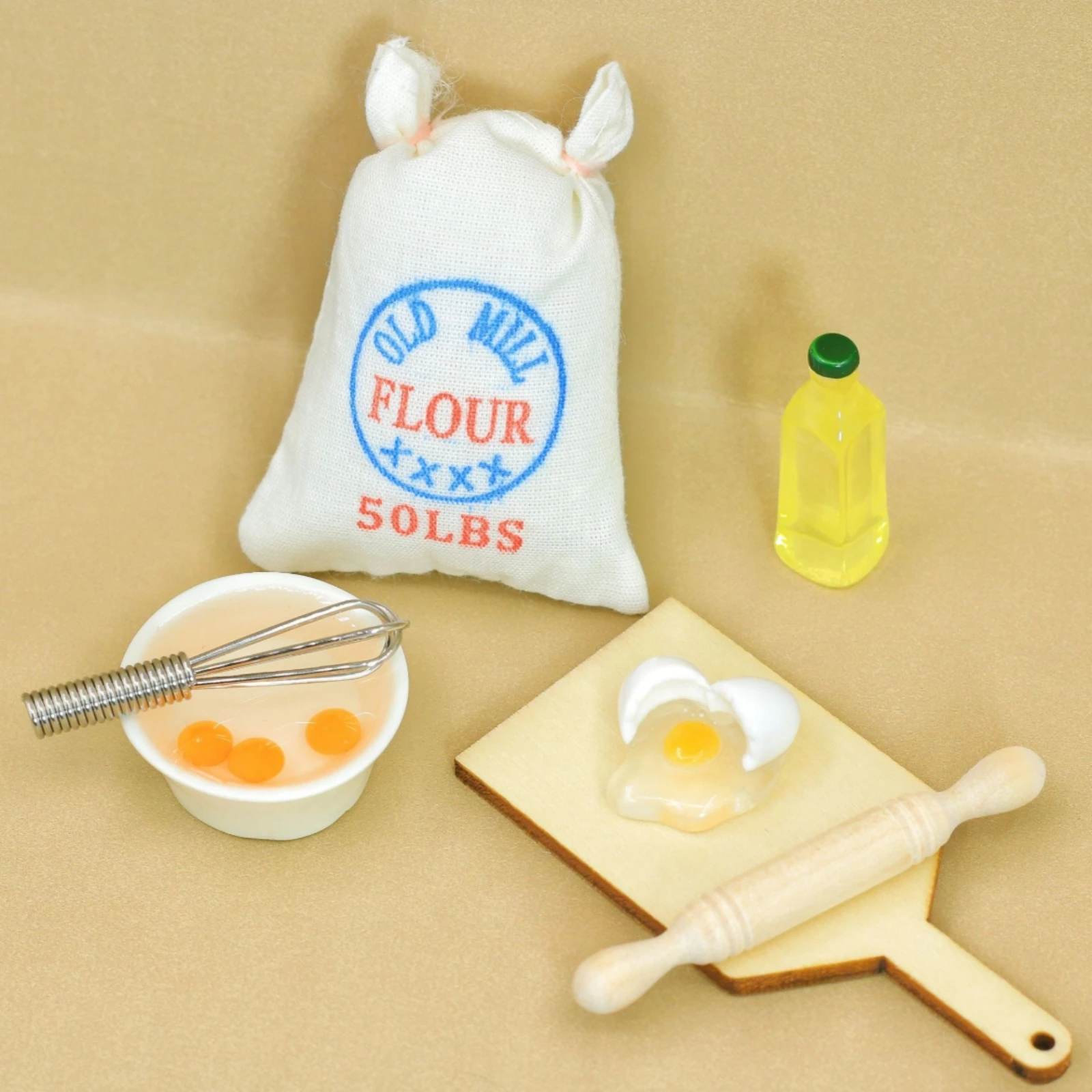 

7 Pieces Mini Baking Accessories Realistic Features Dollhouse Baking Set Dollhouse Kitchen Set Wooden for Scene Display