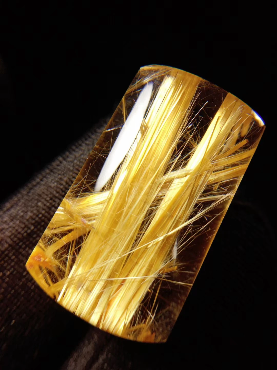 

Natural Gold Rutilated Quartz Rectangle Pendant Necklace Jewelry 28.2*16.3*9.5mm 18K Gold Yellow Rutilated Women Men AAAAAAA