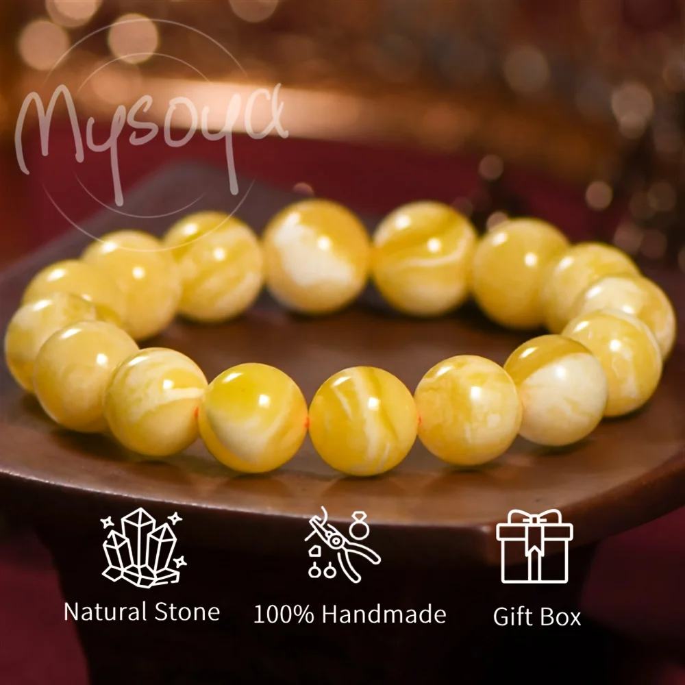 

Браслет MYSOYA Premium Natural Butterscotch Amber Full Honey, в подарочной коробке, подарок на день рождения, подарок на День святого Валентина