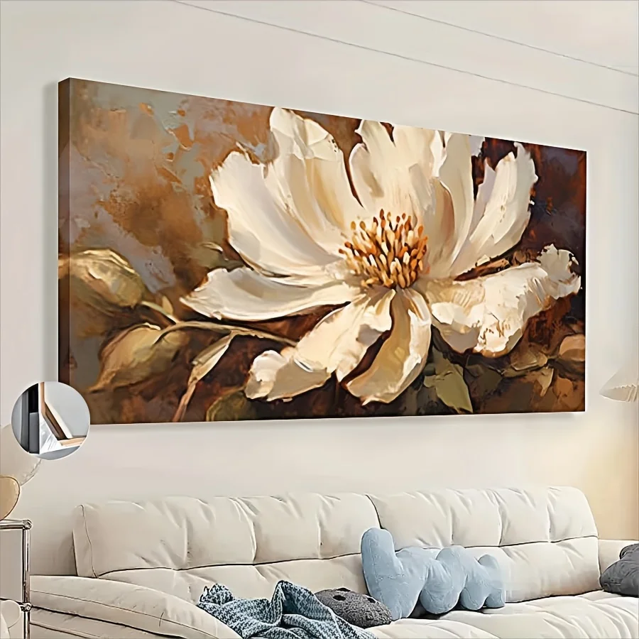 

Canvas Wrapped Poster Frame Art Flower Painting Birthday Gift Bedroom Office Living Room Wall Decoration Home Dorm Decoration