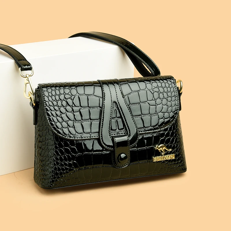 

2025 Patent Leather High Quality Luxury Handbag Designer Women Crossbody Bags Fashion Crocodile Pattern Shoulder Bag Totes Bags