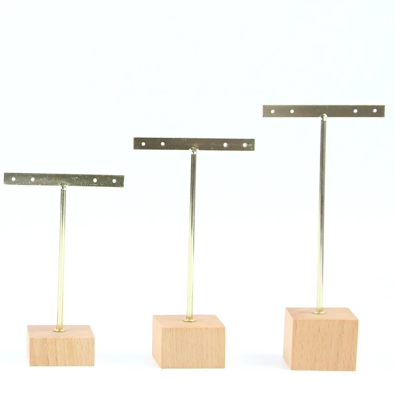 3pcs/lot Jewelry Display for earrings T-Bar Wooden Base Earrings Rack Holder Earrings Organizer Showcase Ear Studs Stand