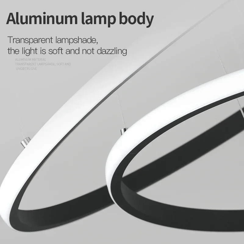 

Simple Modern Pendant Lamp Led Rings Circle Loft Living Dining Room Kitchen Indoor Lighting Fixture