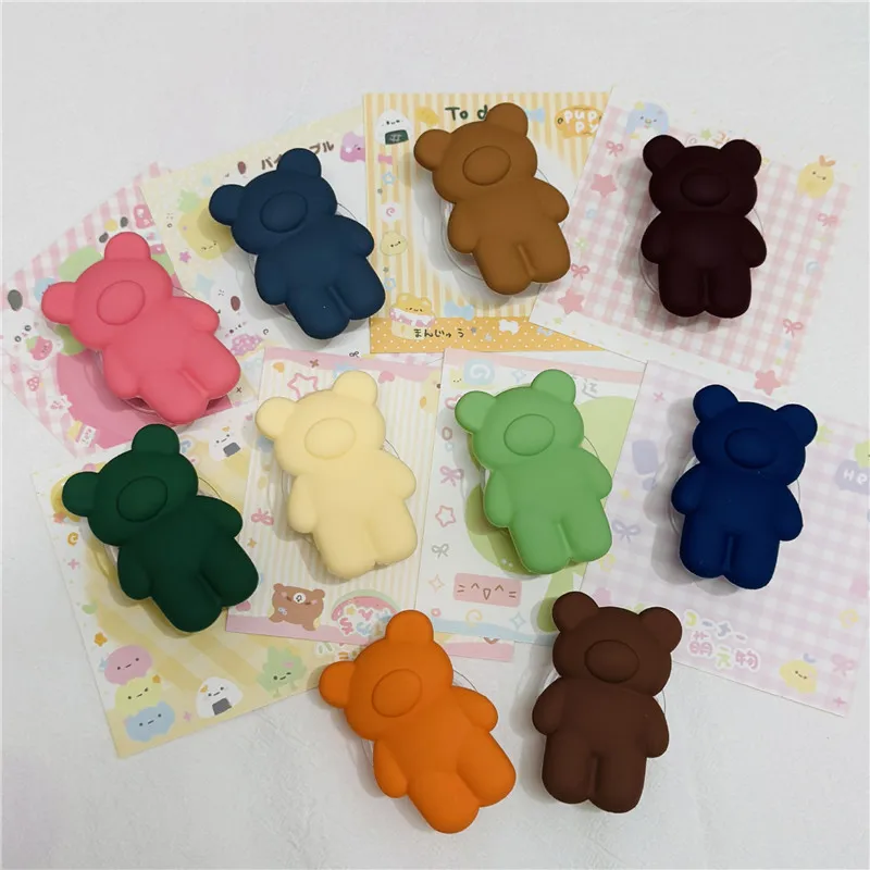 

3D TPU Bear Mobile Phone Holder Telephone Cellular Accessories Phone Finger Stand Holder Socket For Iphone 14 15