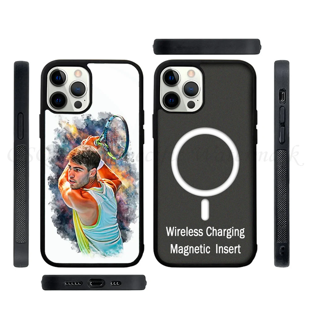 1pc Carlos Alcaraz Plays Backhand At Australian Open 20 Phone Case Strong Magnetic For IPhone 15 14 13 Pro Max 11 12 Mini Alex