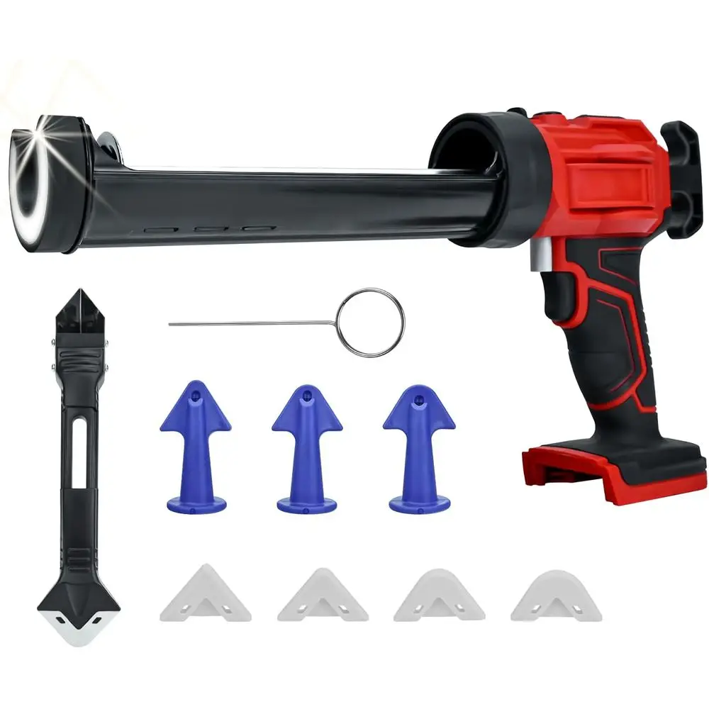 

Пистолет для герметика без капель с LED-подсветкой, 300 мл, 4-скоростной регулируемый пистолет для заполнения и герметизации окон, дверей и других поверхностей.