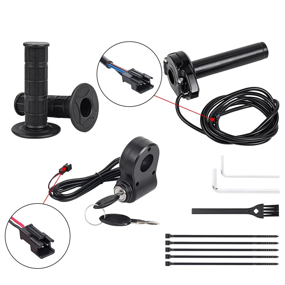 For Ridstar Q20 E-Bike Throttle Assembly with Integrated Ignition Switch Full Rotation Twist Grip and IPX6 Sealed Enclosure
