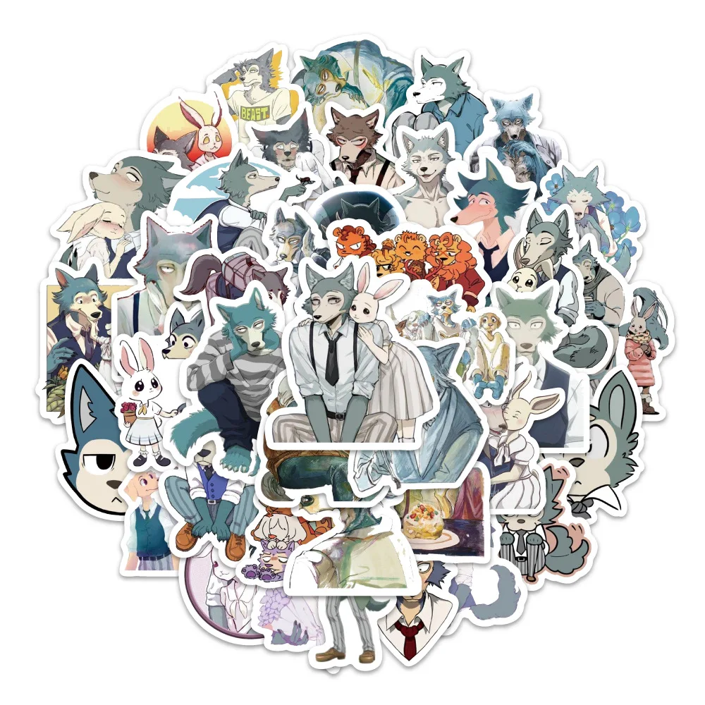 54PCS Anime BEASTARS Sticker Cartoon Personality Cool Creative Decoration Scooter Mobile Phone Case Motorcycle Helmet Decal